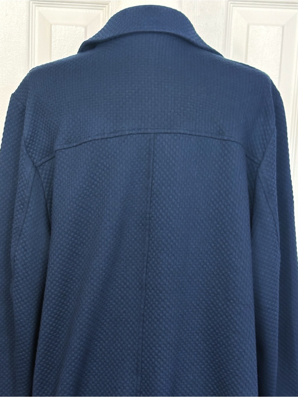 NWT CJ Banks Navy Blue Textured Knit Open Front Shacket Blazer 1X - Picture 15 of 16